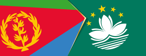 Fototapeta na wymiar Eritrea and Macau flags, two vector flags.