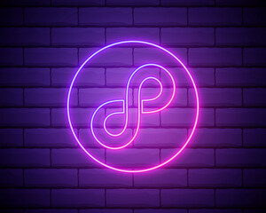 Infinity Logo Creative Concept with Glowing Neon Light Style Bold Double Infinity Sign - Elements on Dark Brick Wall Background - Vector Flat Graphic Design