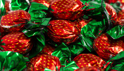 Wrapped Strawberry Candy in Decorative Wrapper