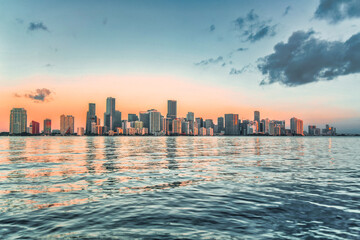 city skyline at sunset Miami Florida 