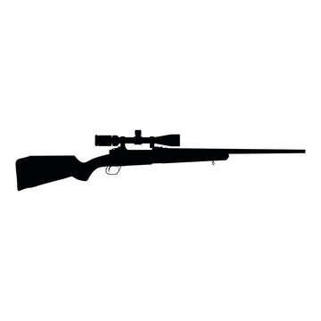 recommend clip art: Sniper rifle silhouette isolated on white background. hunting sniper rifle.