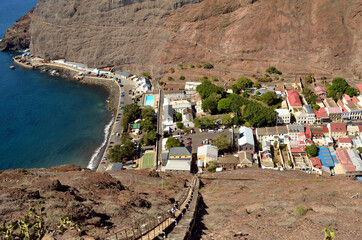 View of Jamestown and Jacobs Ladder, Saint Helena Island