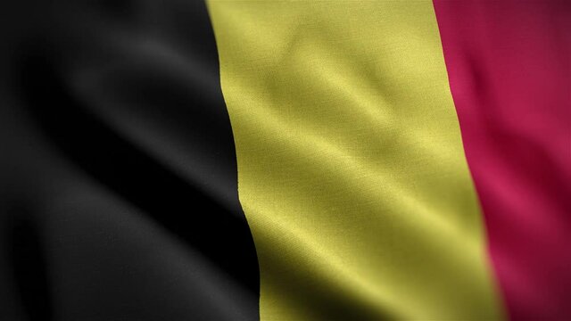 Belgium Flag Textured Waving Close Up Background HD