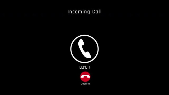 Incoming Call Screen Animation with Accept and Decline Option And Copy Space Placement than Accepting on Black Background