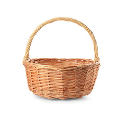 Fototapeta na wymiar Wicker basket with handle isolated on white