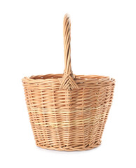 Wicker basket with handle isolated on white