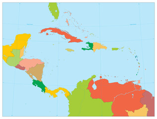 Political Map of the Caribbean. No text