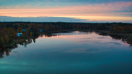 Idyllic sunset over lake