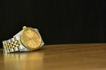Gold watch with gold dial