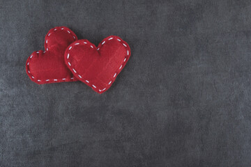 Naklejka na ściany i meble Valentine’s day background with red heart and gray background.