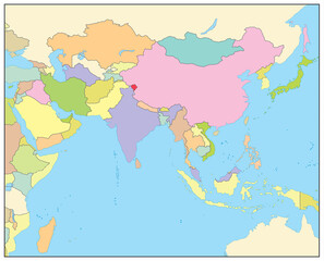 South Asia Political Map. No text