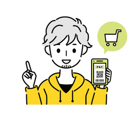 キャッシュレス　スマホ　男性