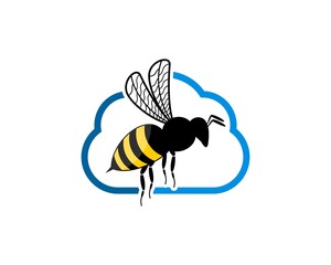 Simple cloud with flying bee inside