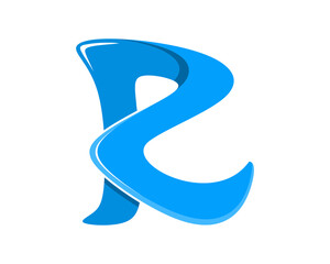 R Letter with shiny blue color