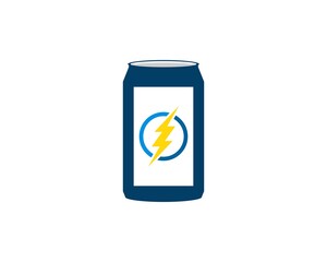 Energy drink with circle shape and lightning inside