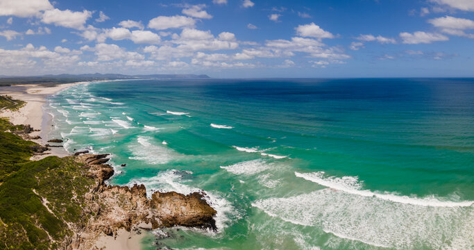 Panoramic aerial view Hermanus Blue Flag Grotto Beach, South Africa