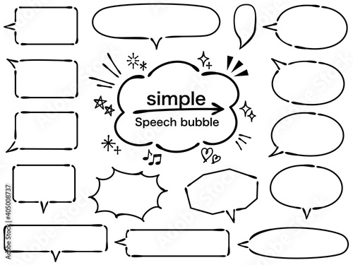 ペンで書いたようなシンプルな手書き風吹き出し 白背景 Wall Mural Pico