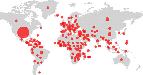 covid-19 global pandemic situation map show spreading of outbreak