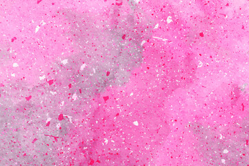 Pink watercolor hand drawn paper texture torn splatter background. Pastel pink, rose, peach spots. Hand drawn paint splashes textures. Pink white artistic background. Vector illustration