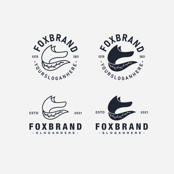 Modern Minimalist Fox Leaf tail logo design in simple line art abstract vector illustration.