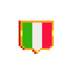Fototapeta premium Italy flag. Shield item for gaming interface. Pixel art icon. Flat vector elements for mobile arcade and casual game. 8-bit sprite.