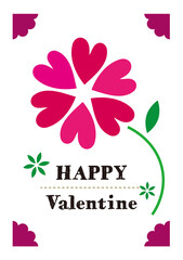 "HAPPY Valentine" Red Flower Simple Valentine Card