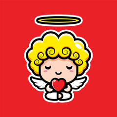 cute cupid character designs are praying