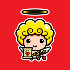 cute cupid character design with love list