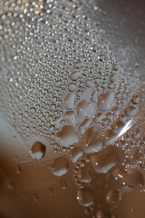 Water drops in transparent bottle close up modern background high quality prints