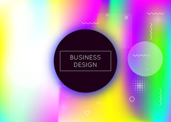 Bauhaus background with liquid shapes. Dynamic holographic fluid with gradient memphis elements. Graphic template for book, annual, mobile interface, web app. Hipster bauhaus background.