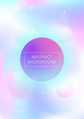 Memphis gradient background with liquid shapes. Dynamic holographic fluid with bauhaus elements. Graphic template for placard, presentation, banner, brochure. Spectrum memphis gradient.