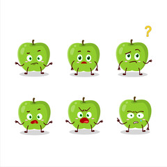 Cartoon character of new green apple with what expression