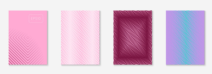 Abstract shapes cover. Color banner, placard, notebook, patent mockup. Purple and turquoise. Abstract shapes cover and template with line geometric elements.