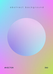 Cover fluid with round shapes. Gradient circles on holographic background. Modern hipster template for placards, banners, flyers, report, brochure. Minimal cover fluid in vibrant neon colors.