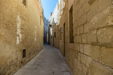 Streets of Valletta (or Il-Belt), the tiny capital of the Mediterranean island nation of Malta