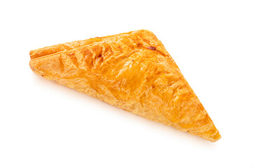 Puff pastry triangle  isolated on white background.