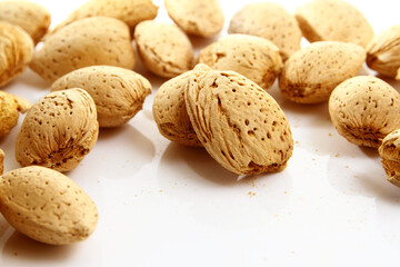 Shell raw almonds are delicious and healthy for snacking