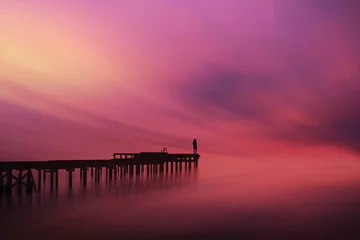 Fototapeten sunset on the pier © iD's