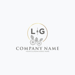 Fototapeta na wymiar LG Beauty vector initial logo, handwriting logo of initial signature, wedding, fashion, jewerly, boutique, floral and botanical with creative template for any company or business.