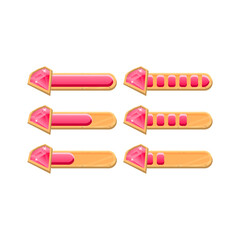set of funny wooden game ui diamond gems progress bar with 2 different style for gui asset elements