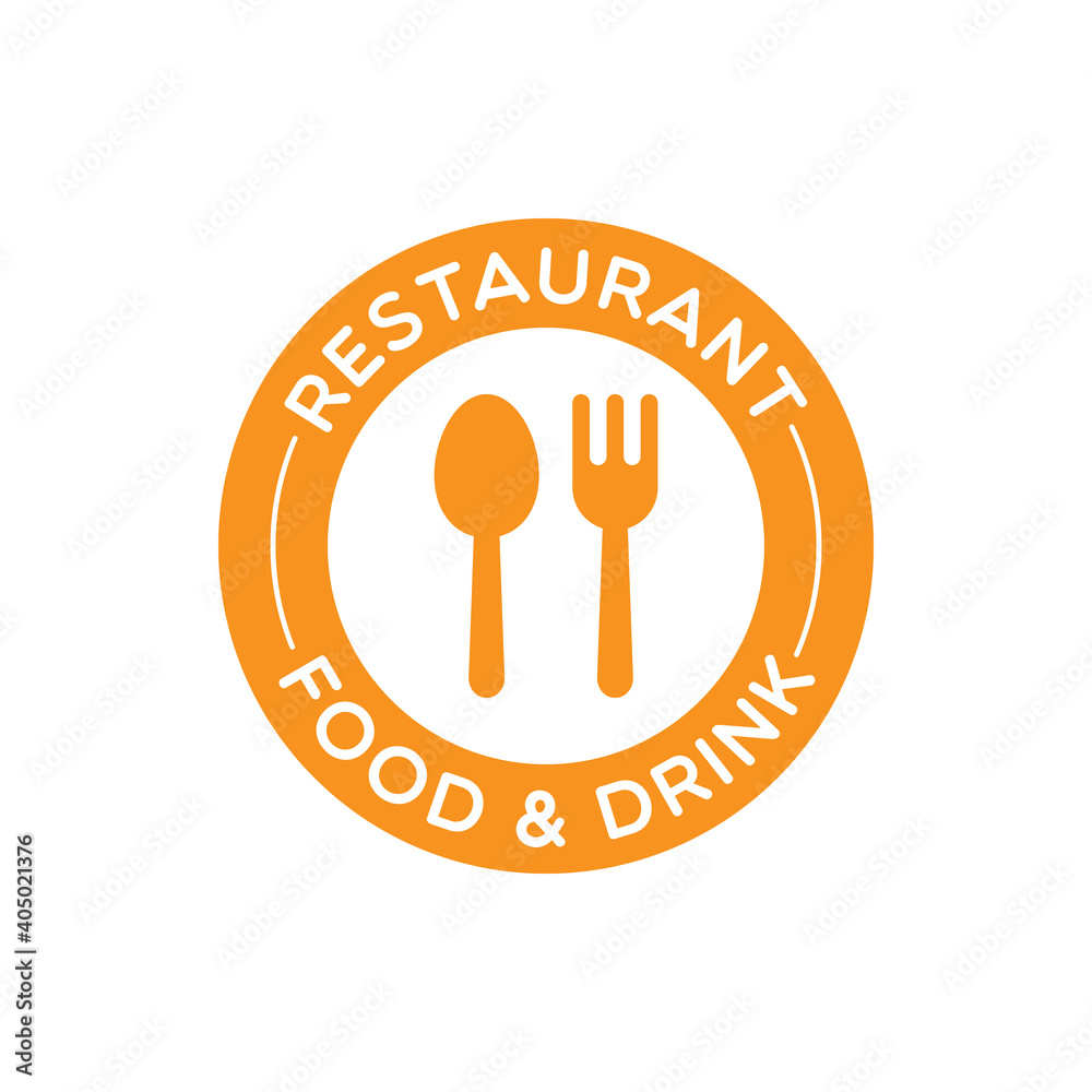 Canvas Prints Vector Round Restaurant Food and Drink Label