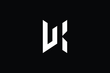 WK logo letter design on luxury background. KW logo monogram initials letter concept. WK icon logo design. KW elegant and Professional letter icon design on black background. W K KW WK - obrazy, fototapety, plakaty