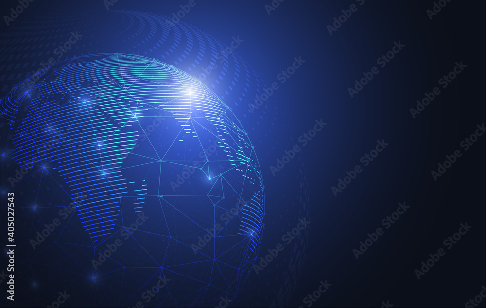 Wall mural global network connection. world map point and line composition concept of global business. vector i