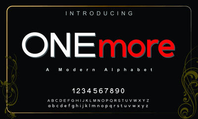 Onemore font. Elegant alphabet letters font and number. Classic Copper Lettering Minimal Fashion Designs. Typography fonts regular uppercase and lowercase. vector illustration