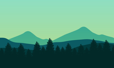 Very nice panoramic view of the mountain in the morning. Vector illustration