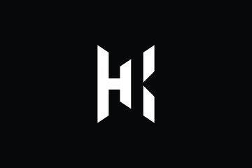 HK logo letter design on luxury background. KH logo monogram initials letter concept. HK icon logo design. KH elegant and Professional letter icon design on black background. K H HK KH - obrazy, fototapety, plakaty