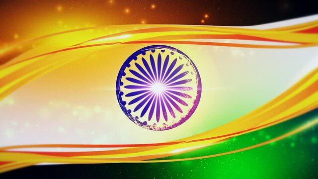 Indian Flag Background Tri color animated Background with Ashoka Chakra rotating
