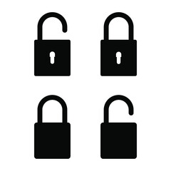 Icon Flat Design Theme padlock and black lock