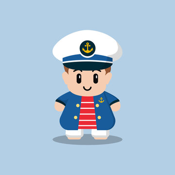 Vector cartoon illustration of cute nautical sailor boy