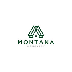 initial letter m with mountain home symbol logo illustration Premium Vector